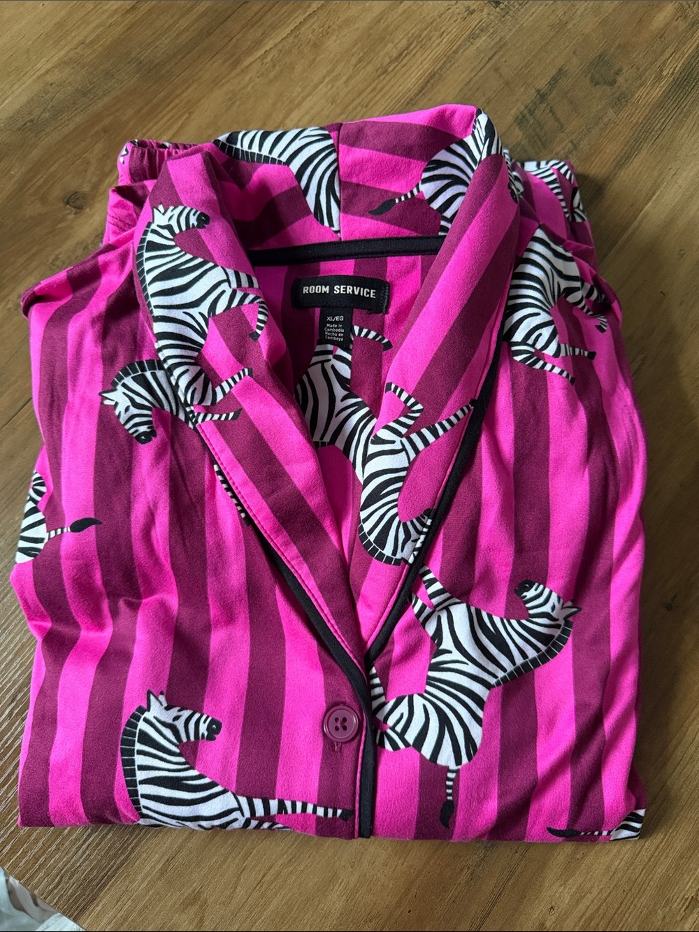 Room Service Zebra Stripe Pink Pajama Set. XL